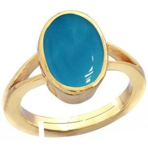 Turquoise Ring Adjustable Stone Firoza Certified Natural oval Untreated unheated Panchdhatu