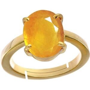 Natural  Adjustable yellow sapphire Ring  Panchadhatu  Ring for Unisex